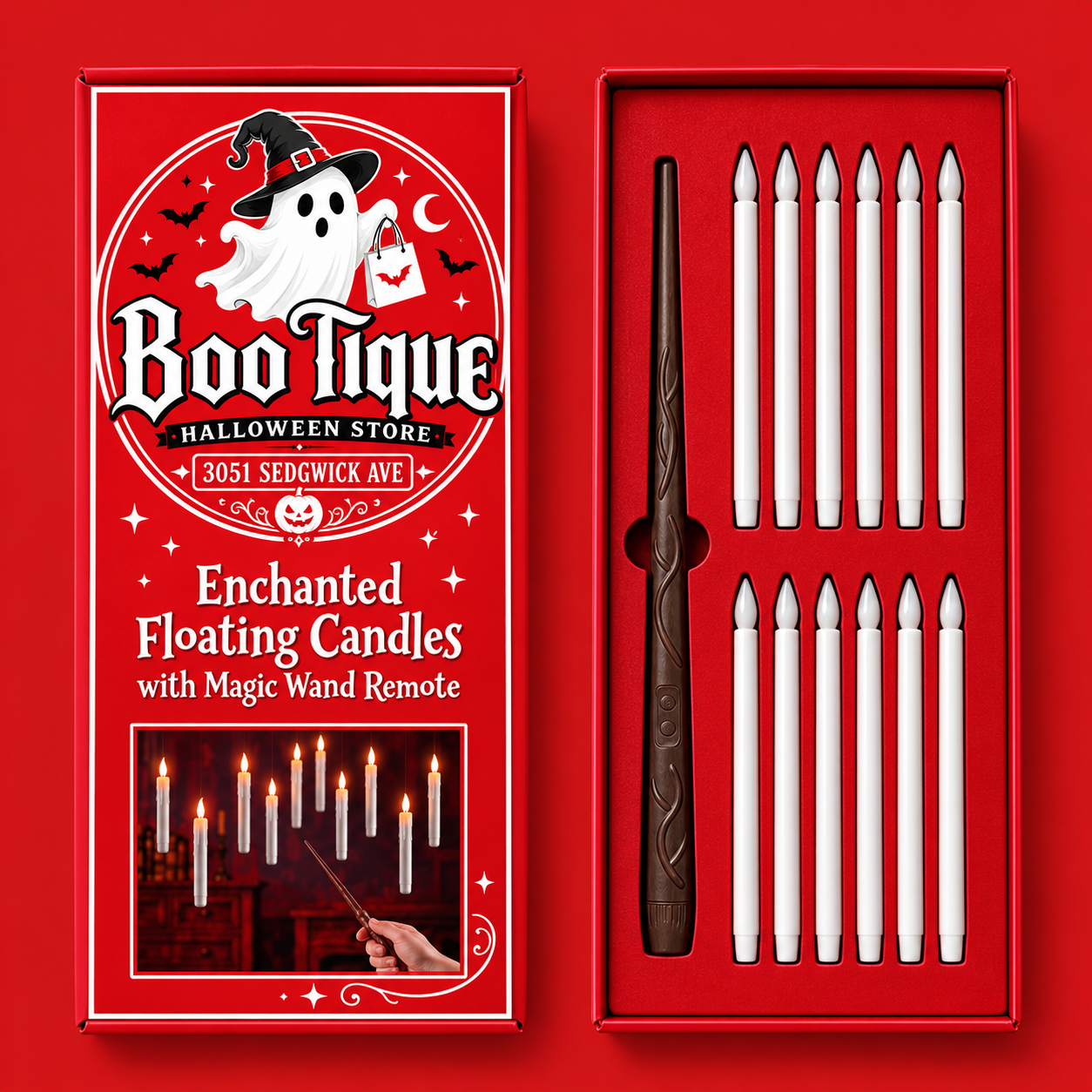 Enchanted Candle Kit - 12 LED Hanging Candles + Wand Remote