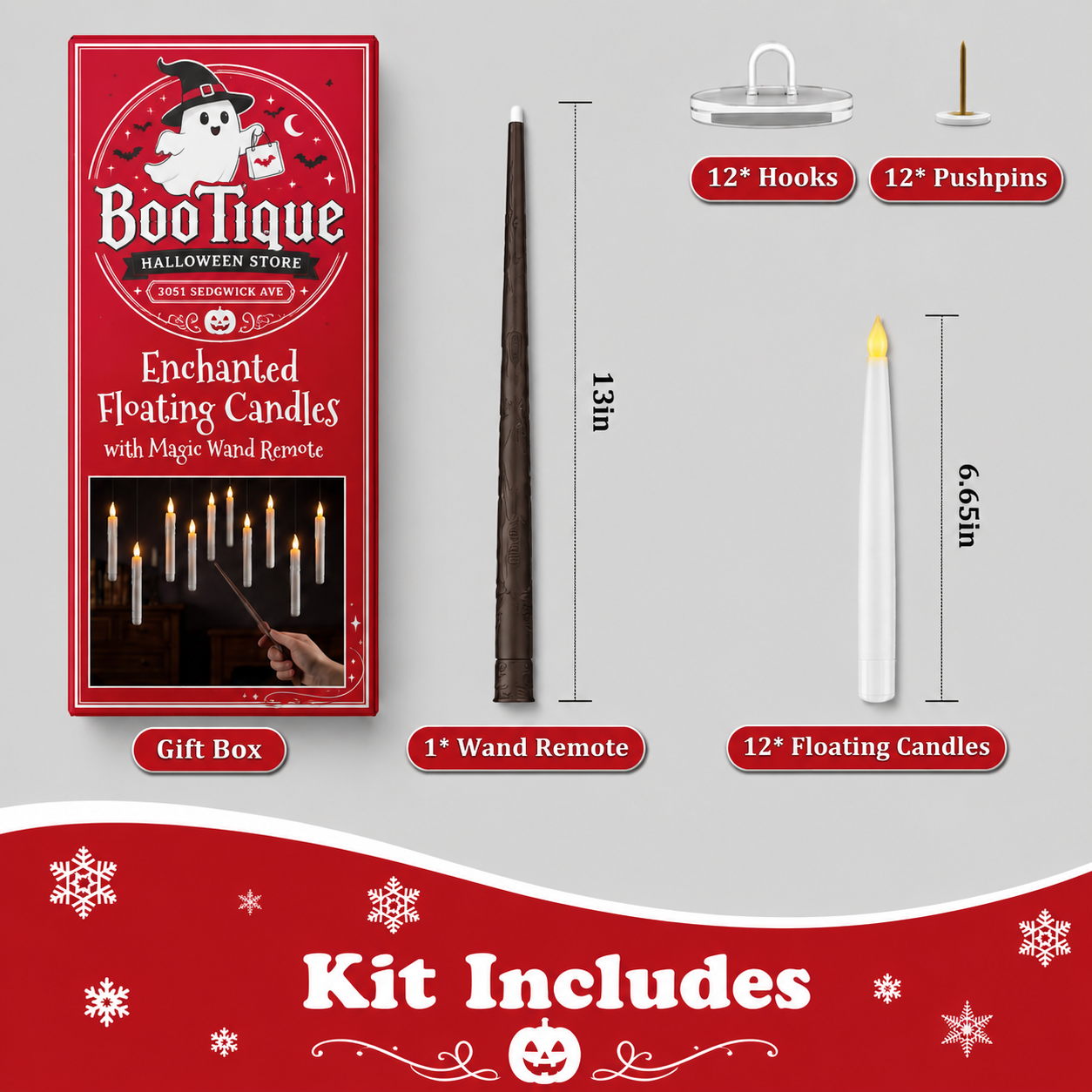 Enchanted Candle Kit - 12 LED Hanging Candles + Wand Remote