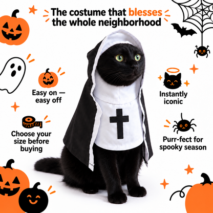 BooTiqu™™ Nun Pet Costume | Cat Halloween Outfit - Multiple Sizes