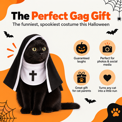 BooTiqu™™ Nun Pet Costume | Cat Halloween Outfit - Multiple Sizes